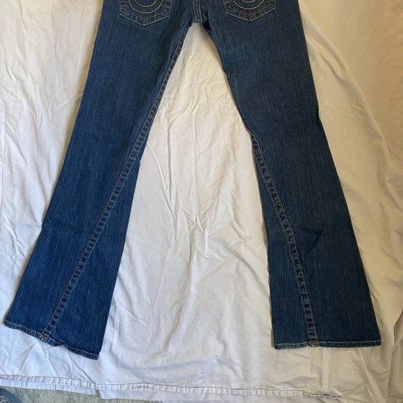 True Religion Joey Flare Low Rise Embroidered Denim Blue Jeans Women’s 27 - Picture 5 of 5